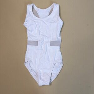 So Danca Girls White Mesh Panel Racerback Dance Leotard Size M1